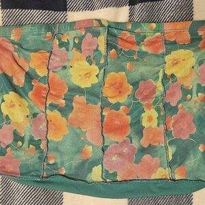 Forever 21 Juniors Green Multicolored Floral Strapless Crop Top Size Large